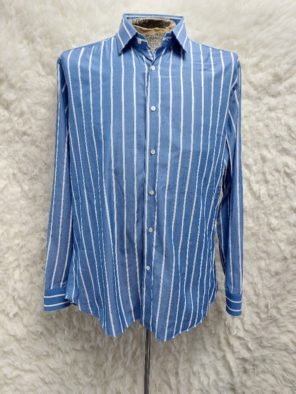 R by Robert Graham Man's Blue Gingham Hand-Crafted in Italy Shirt Size XL